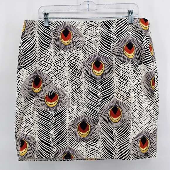 Sevier Skirts Dresses & Skirts - Sevier Skirts Pencil Skirt Womens XL?? White Black Peacock Feather Print Custom